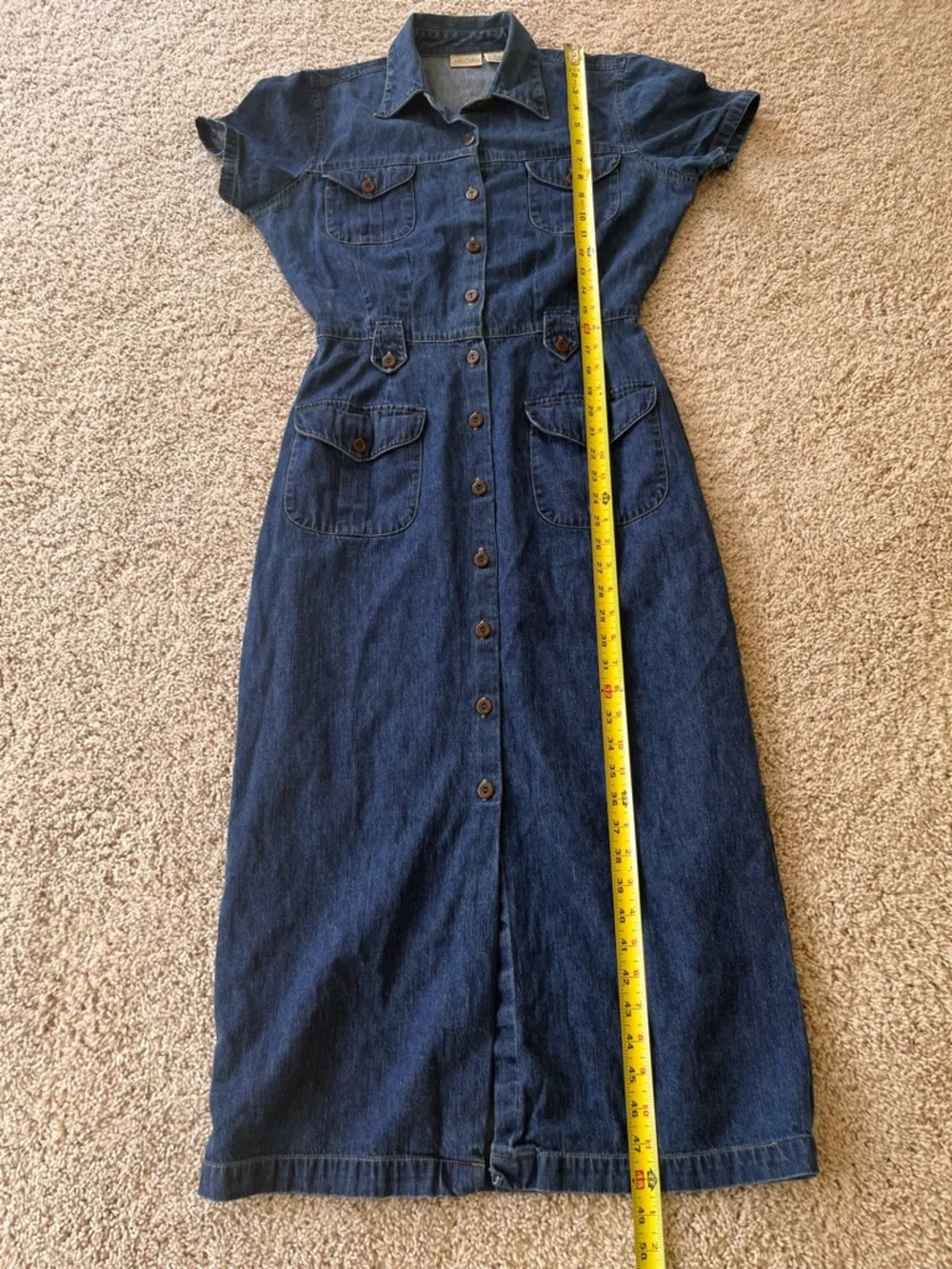 VTG St Johns Bay Denim Dress 10 Midi Button Up Modest‎ Coastal Western 90s Y2K